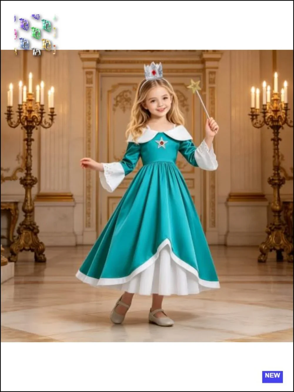Princess Costume Dress Set with Crown and Wand